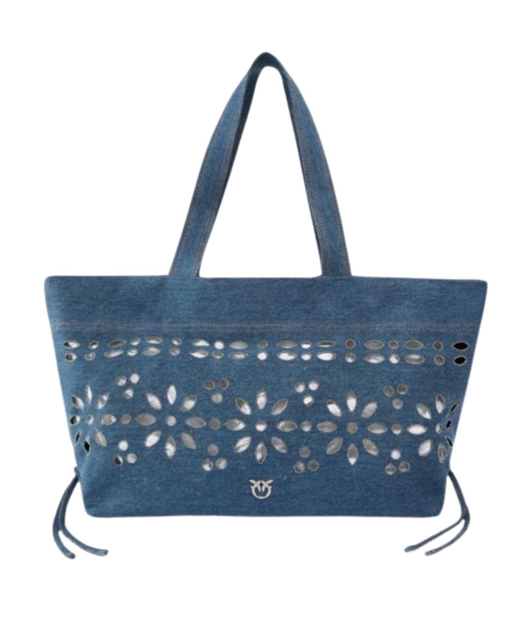 PINKO Синяя хлопковая сумка с короткими ручками, фото 1