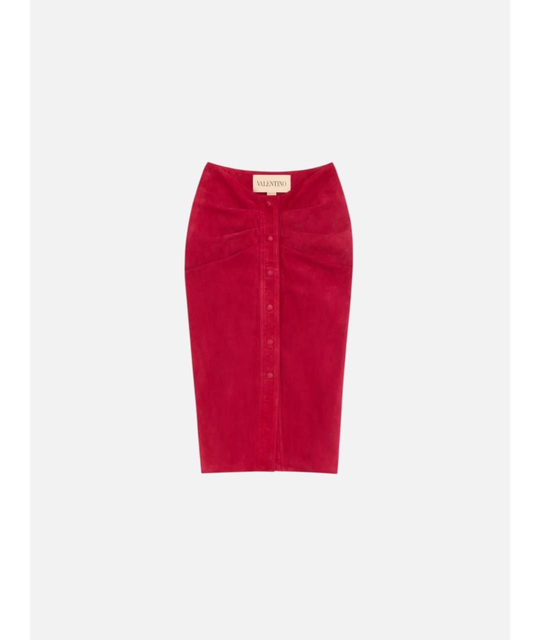 VALENTINO Красная кожаная юбка миди, фото 5