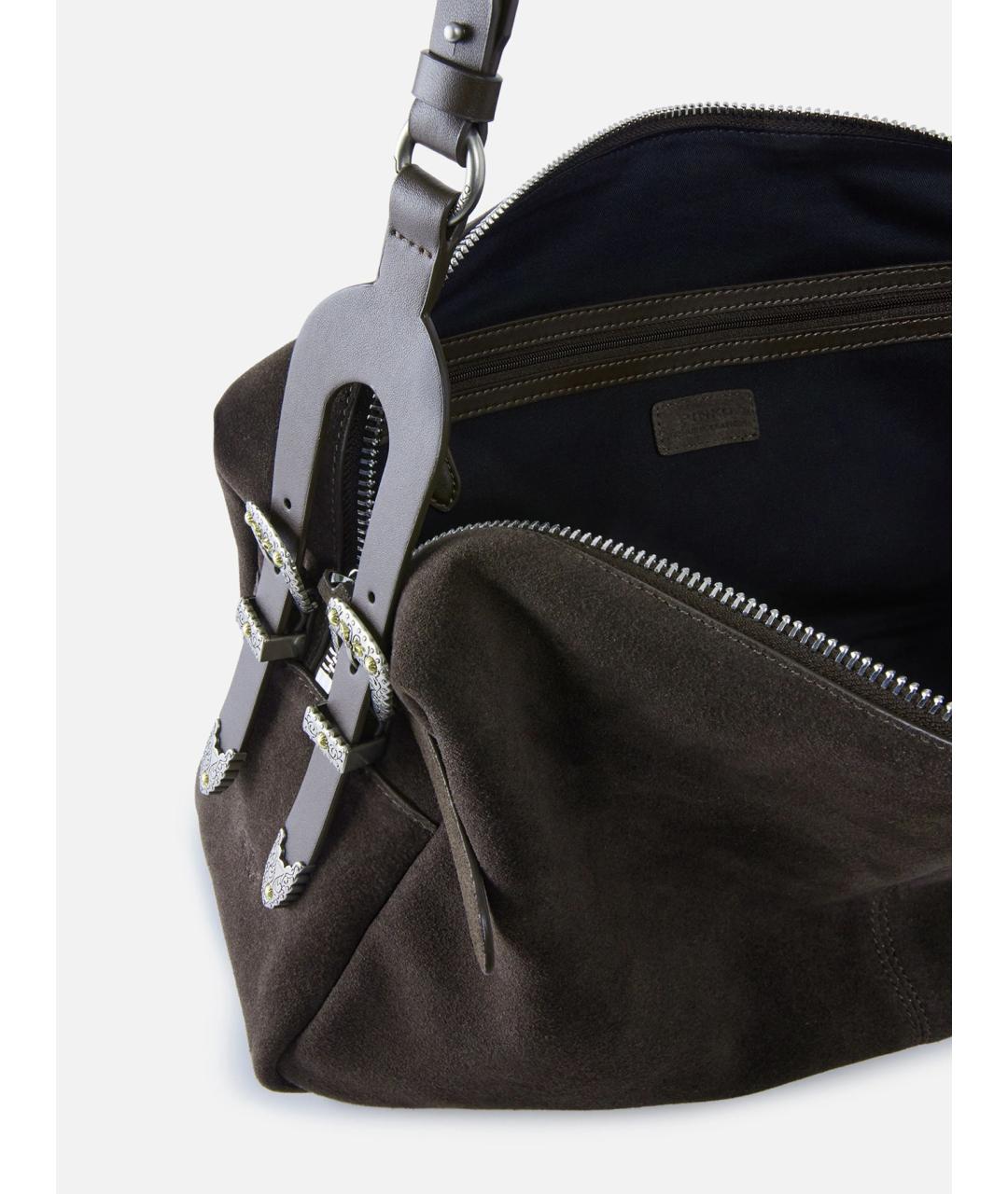 PINKO Коричневая замшевая сумка через плечо, фото 3