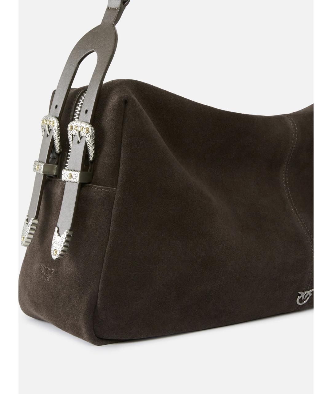 PINKO Коричневая замшевая сумка через плечо, фото 4