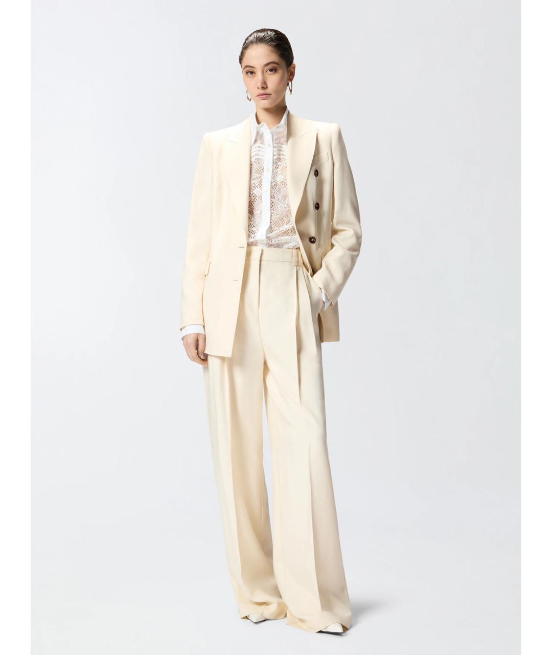 PINKO Бежевые вискозные прямые брюки, фото 2