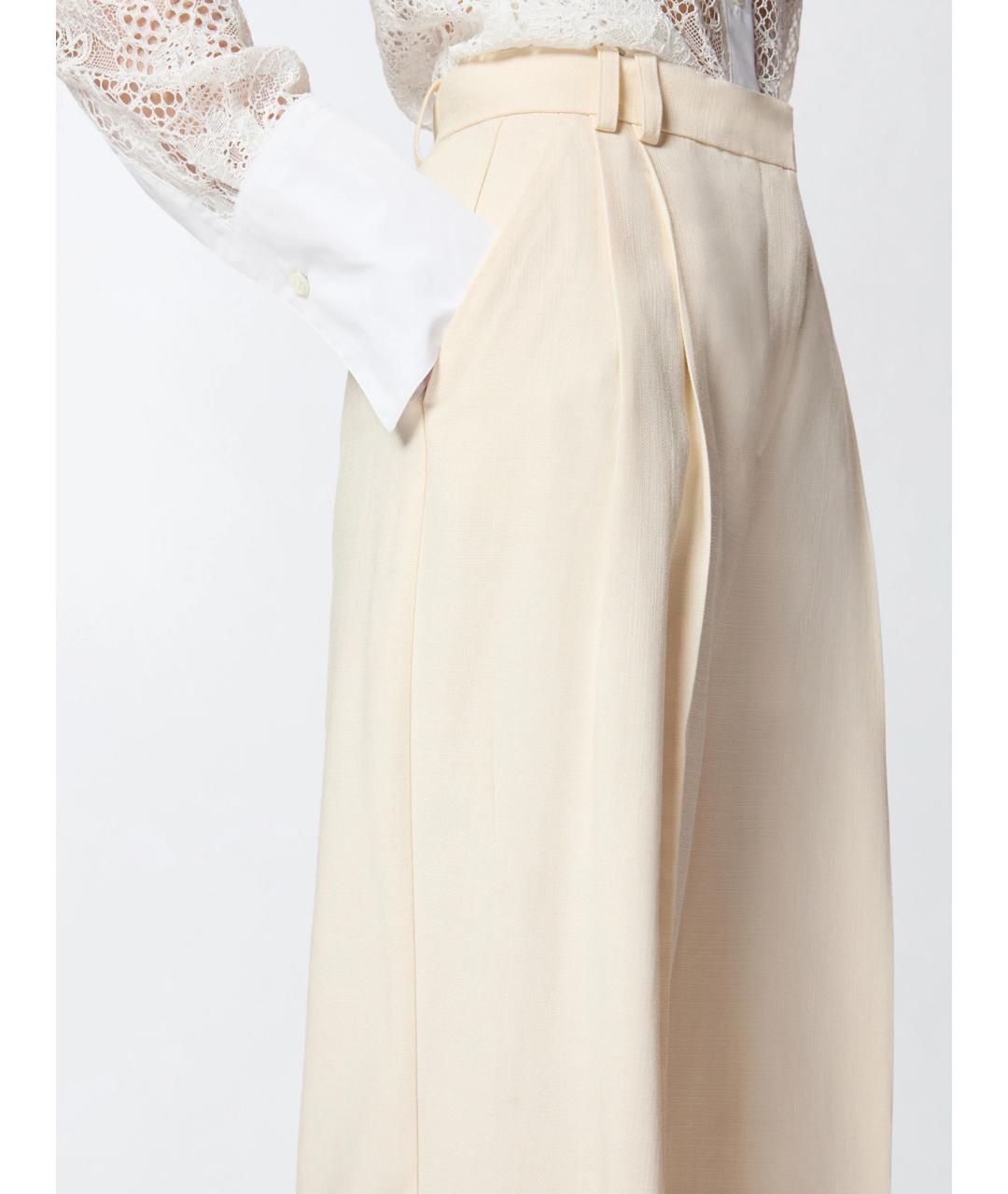 PINKO Бежевые вискозные прямые брюки, фото 5