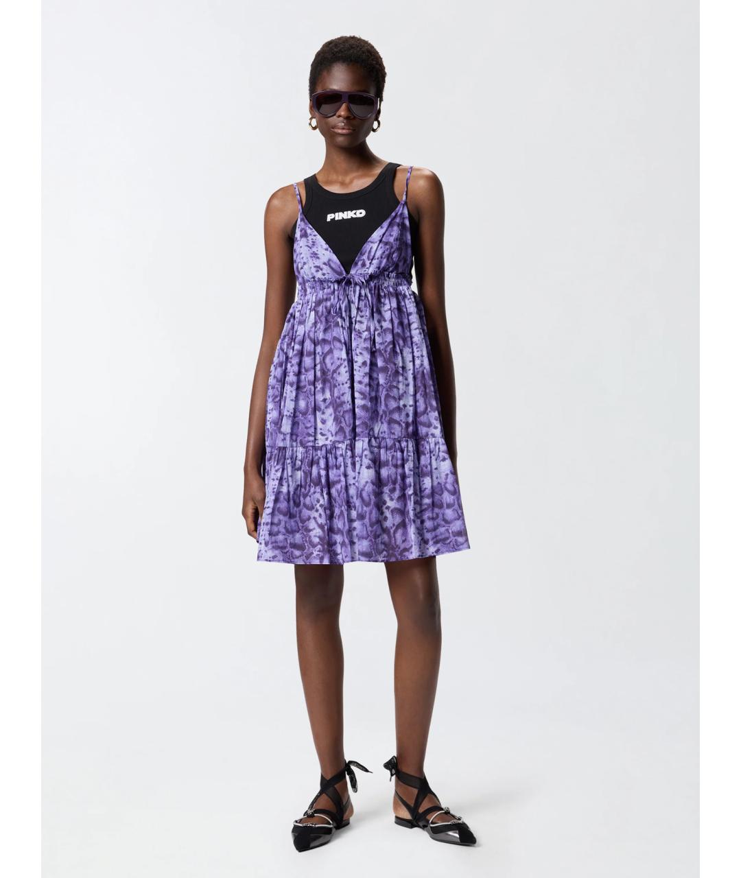 PINKO Фиолетовое хлопковое повседневное платье, фото 2