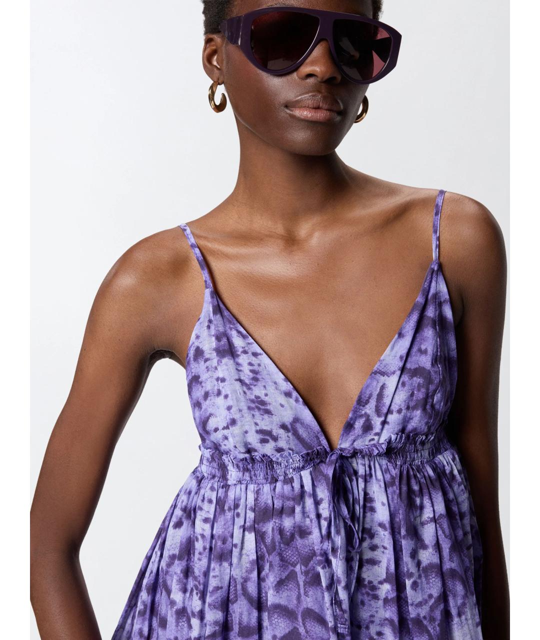 PINKO Фиолетовое хлопковое повседневное платье, фото 5