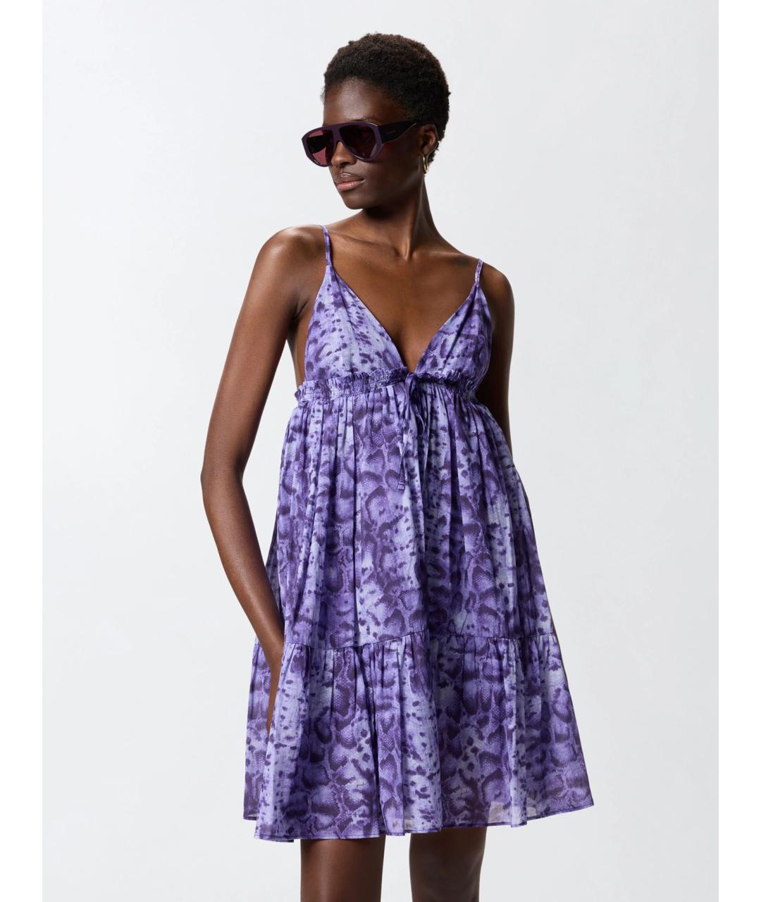 PINKO Фиолетовое хлопковое повседневное платье, фото 3