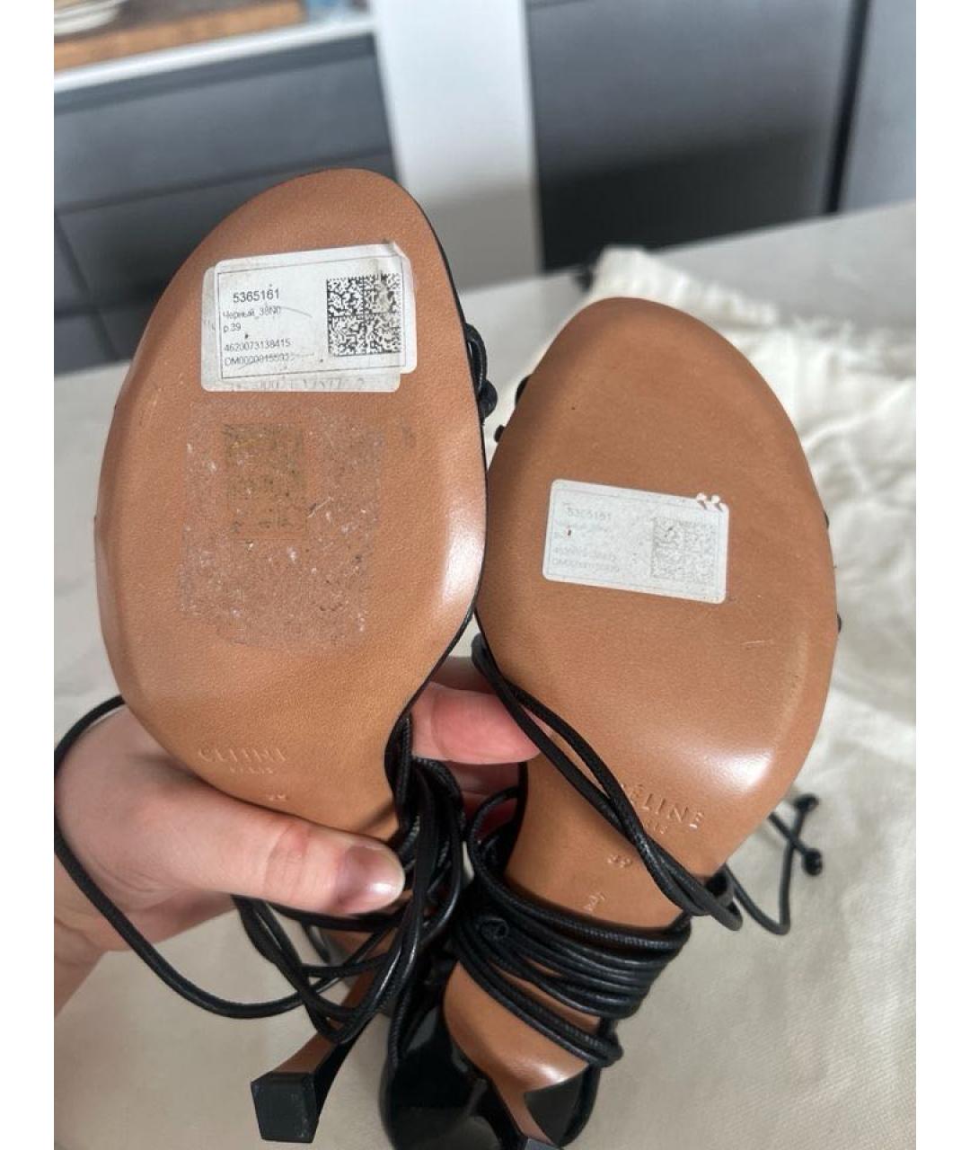 CELINE Черные кожаные босоножки, фото 5