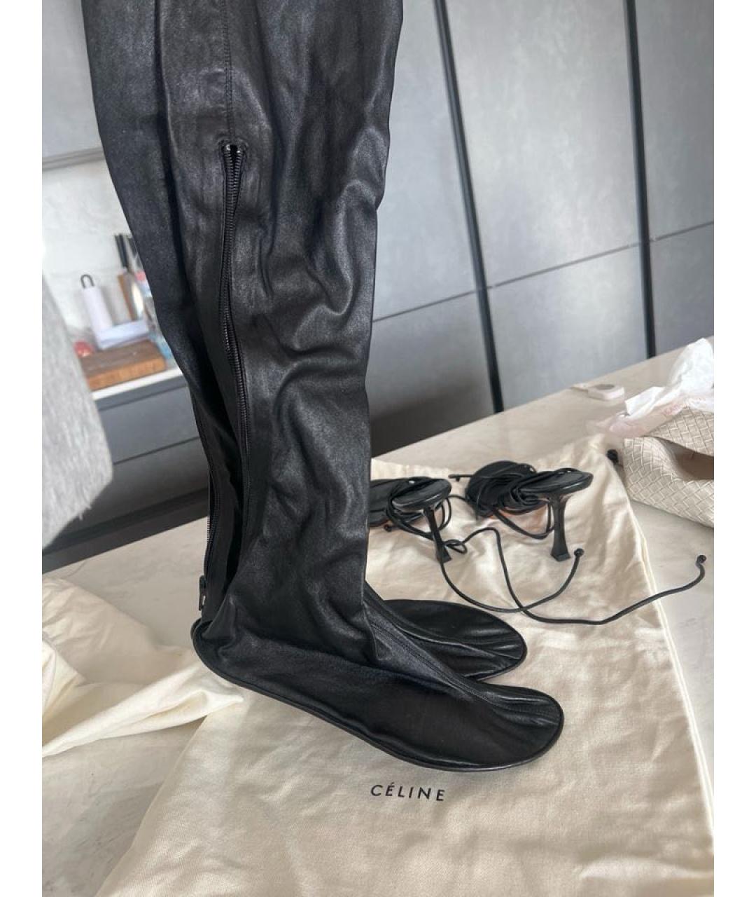 CELINE Черные кожаные босоножки, фото 6