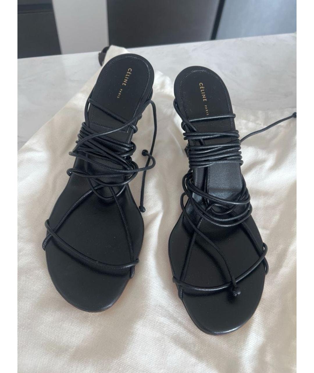 CELINE Черные кожаные босоножки, фото 3