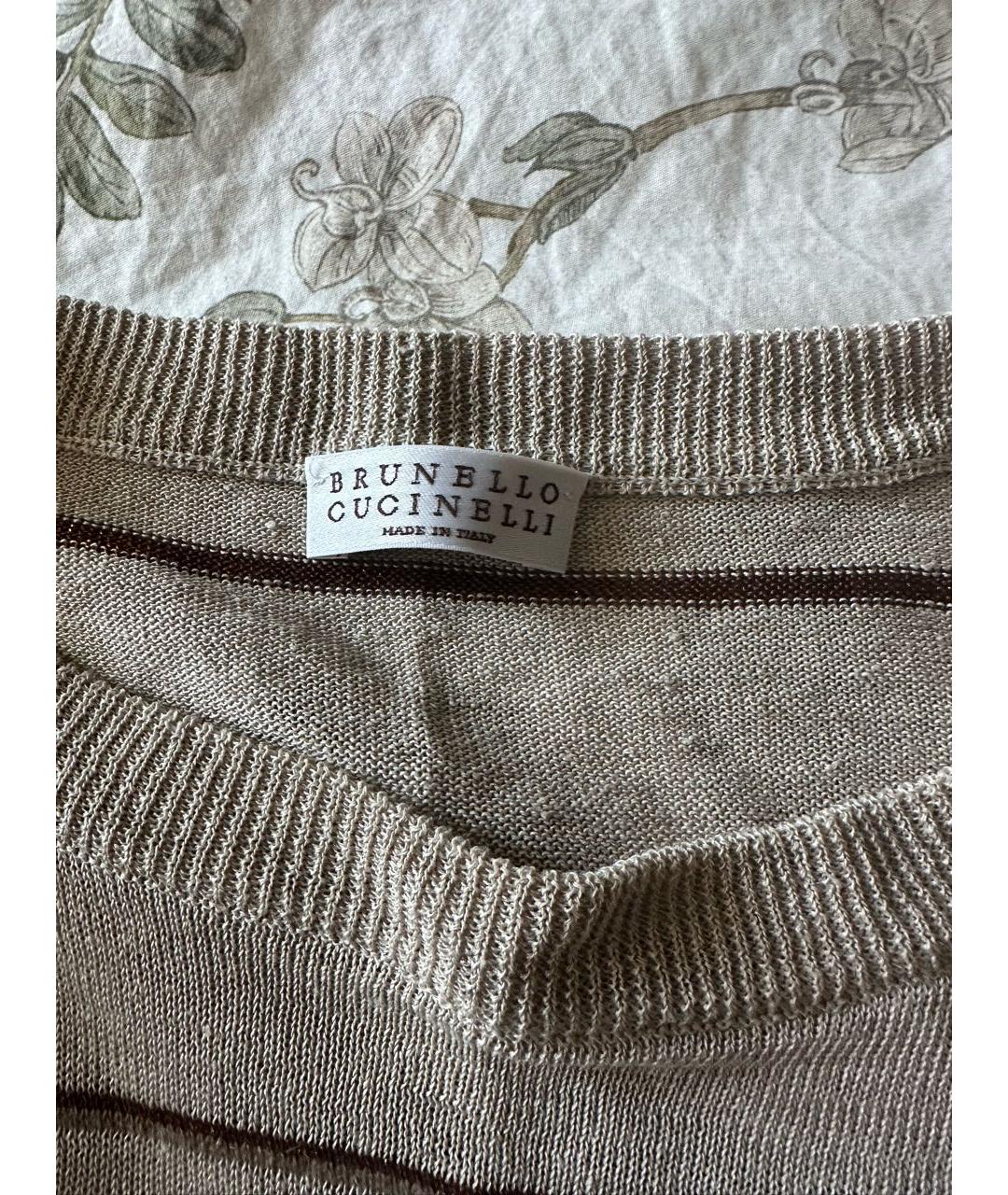 BRUNELLO CUCINELLI Бежевый льняной джемпер / свитер, фото 5