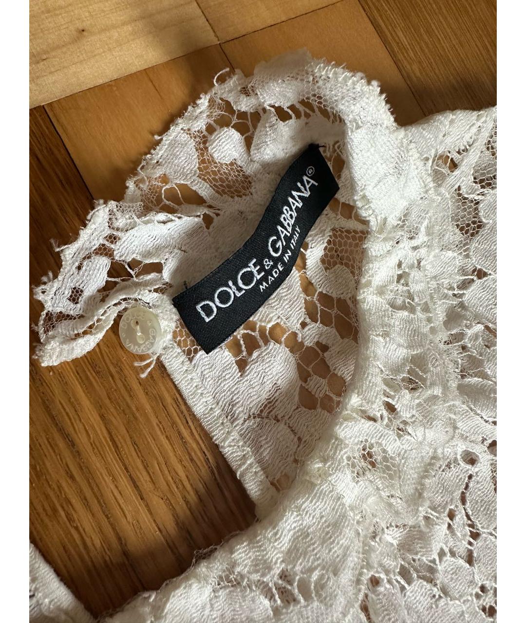 DOLCE&GABBANA Белая шелковая блузы, фото 4