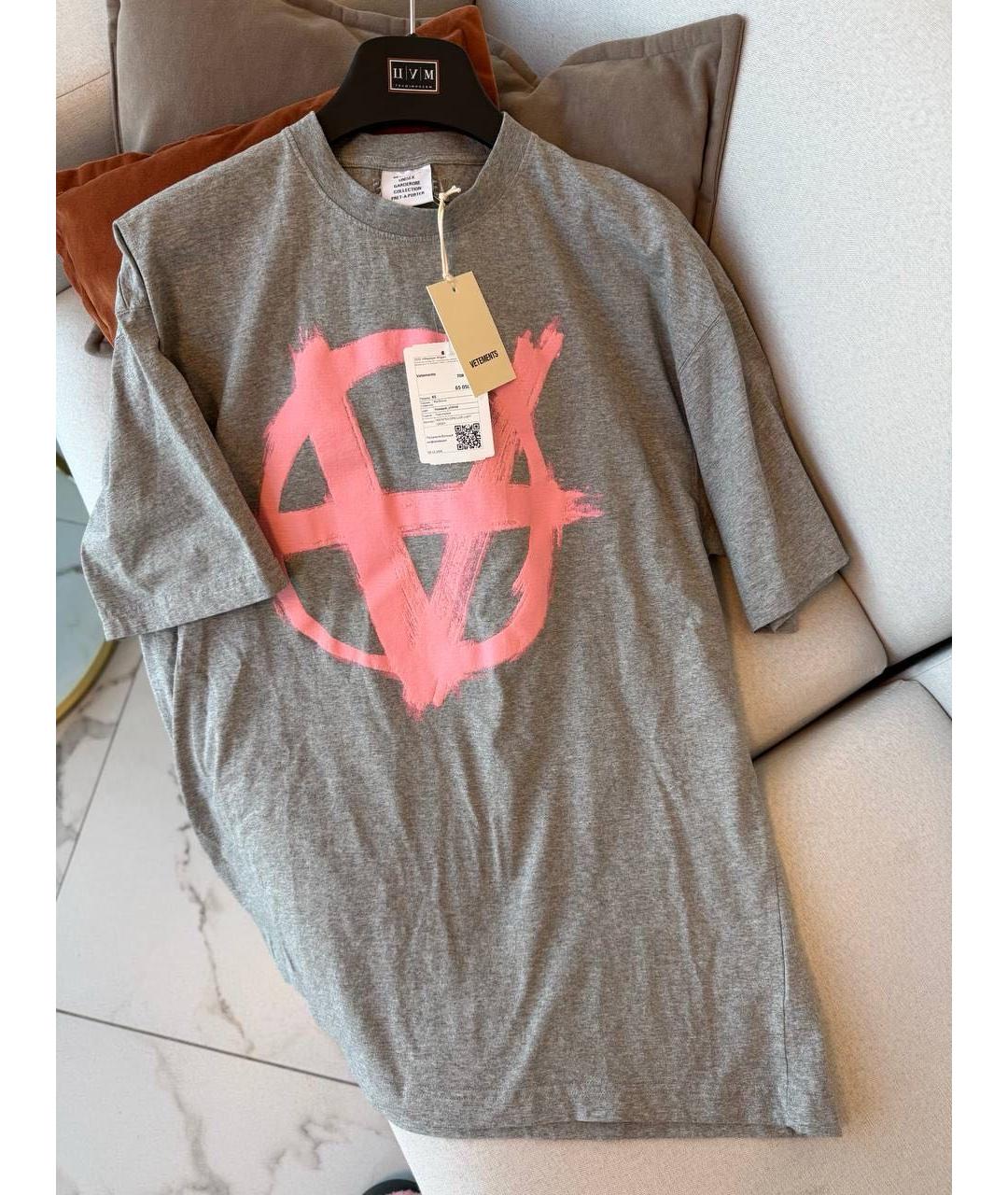 VETEMENTS Серая футболка, фото 7