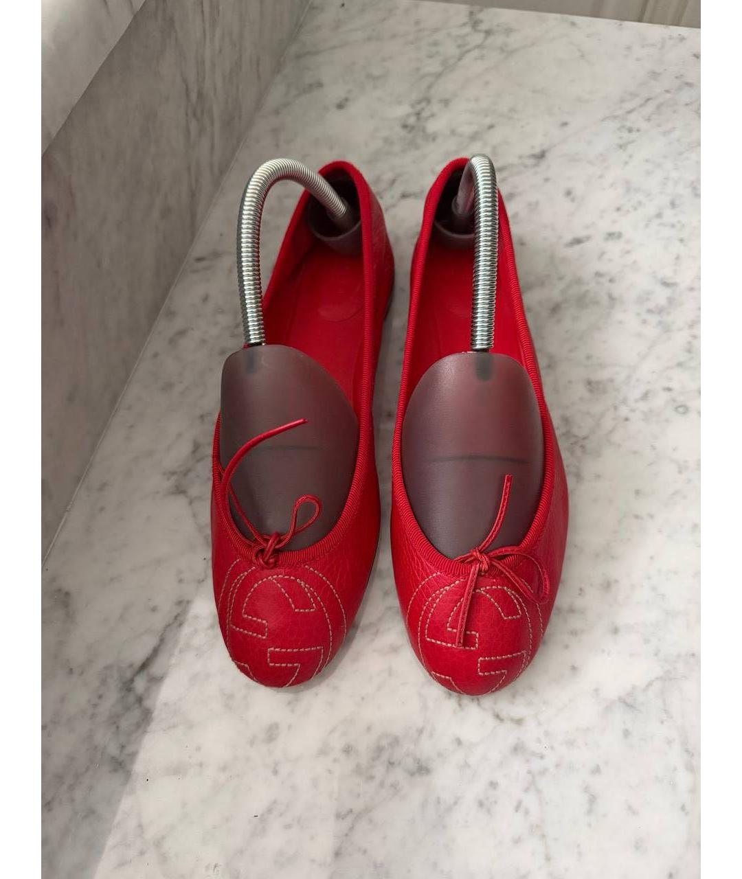 GUCCI Красные балетки, фото 2