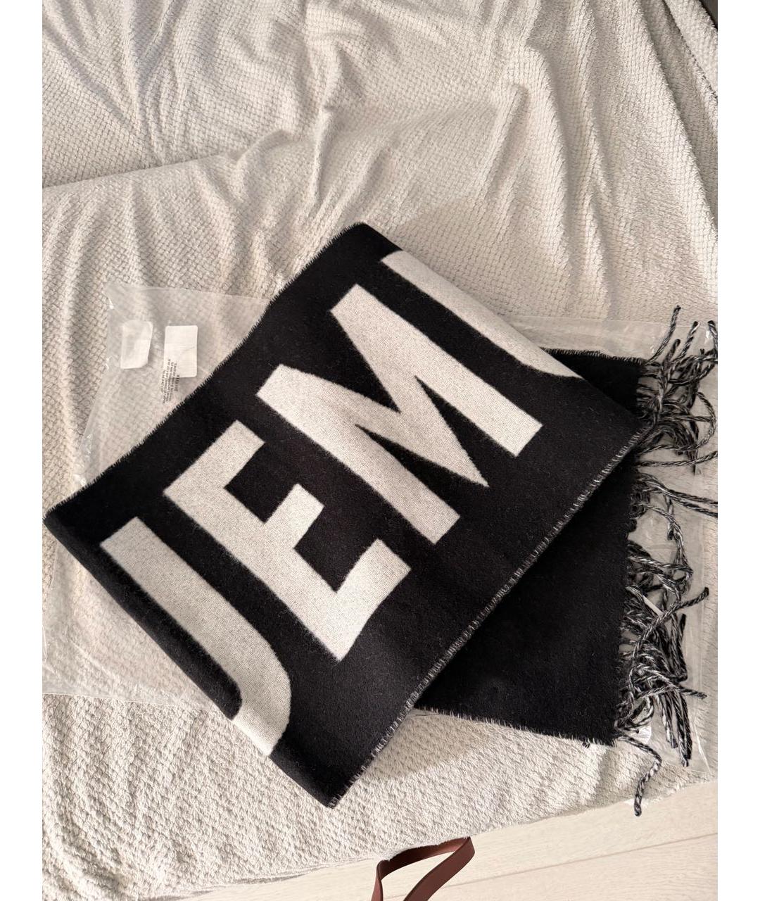 JACQUEMUS Черный шерстяной шарф, фото 3