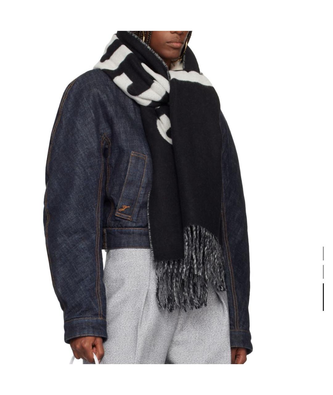 JACQUEMUS Черный шерстяной шарф, фото 4