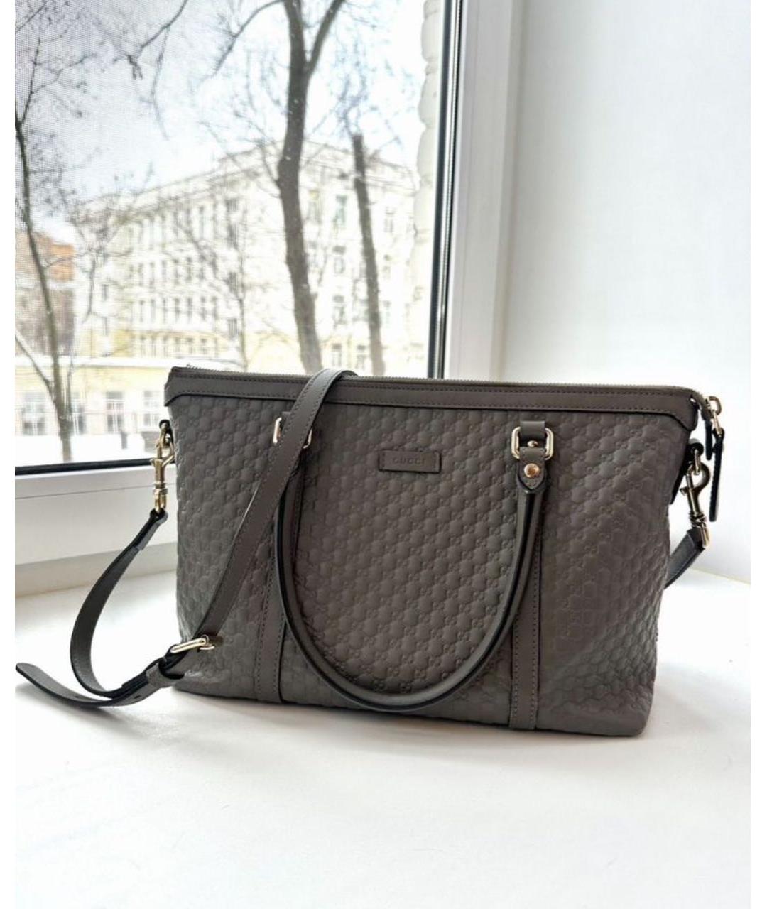 GUCCI Антрацитовая кожаная сумка с короткими ручками, фото 8