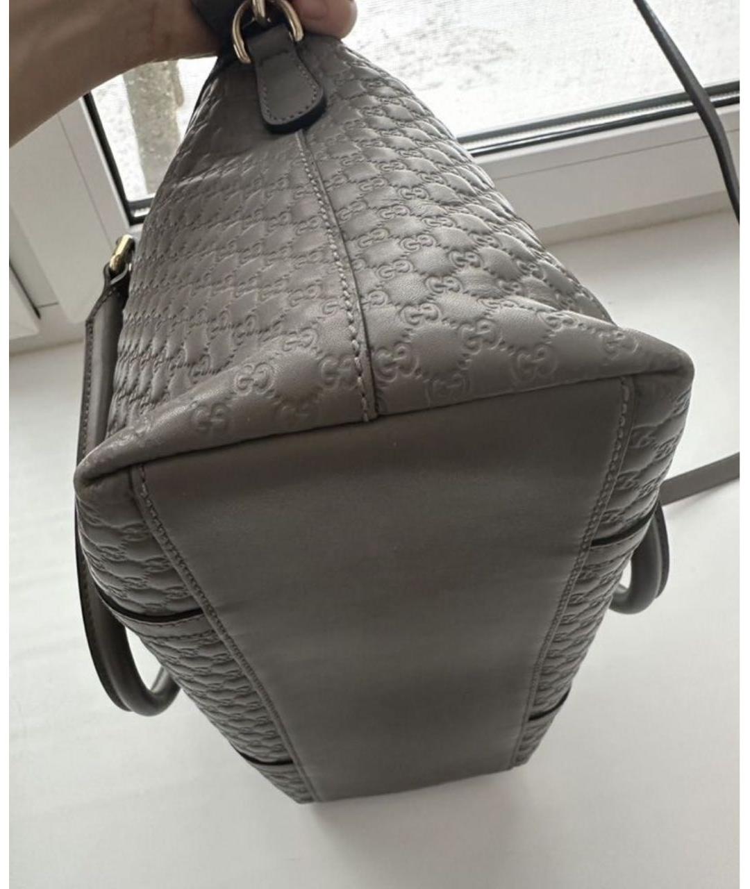 GUCCI Антрацитовая кожаная сумка с короткими ручками, фото 7