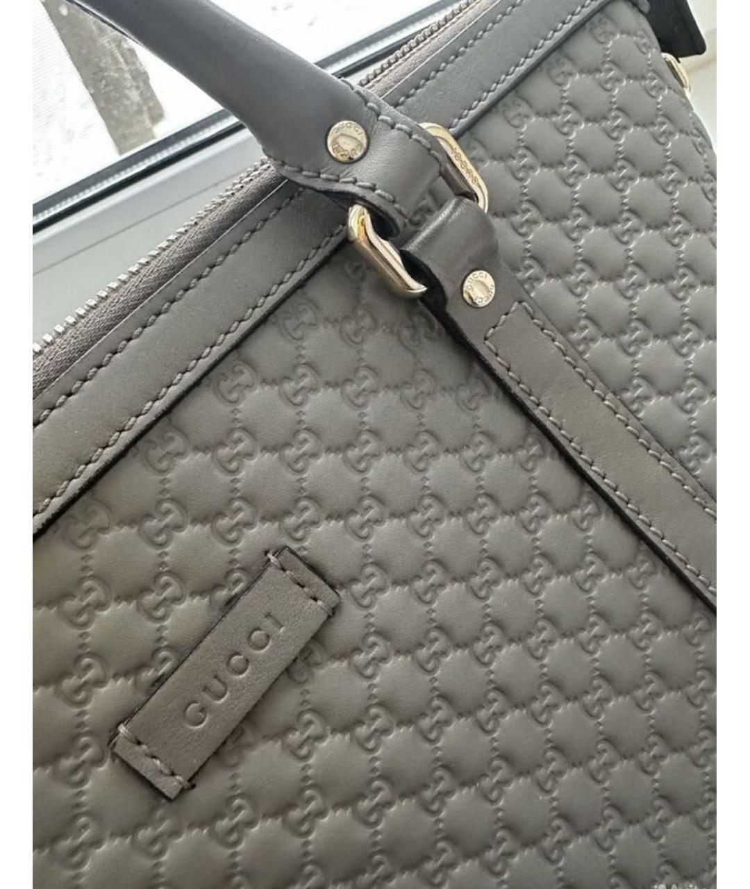 GUCCI Антрацитовая кожаная сумка с короткими ручками, фото 4