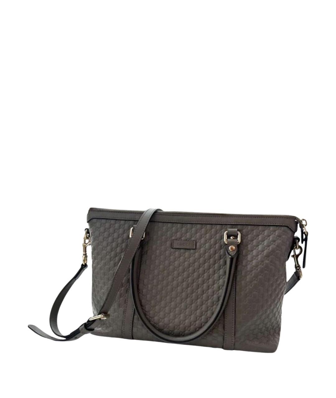 GUCCI Антрацитовая кожаная сумка с короткими ручками, фото 1