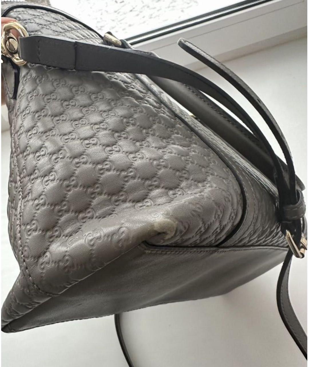 GUCCI Антрацитовая кожаная сумка с короткими ручками, фото 6