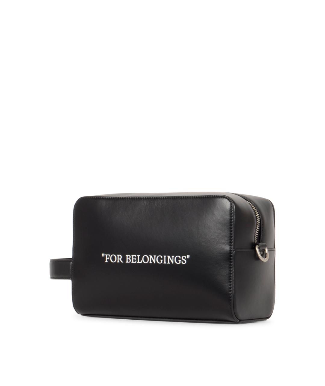 OFF-WHITE Черная кожаная барсетка, фото 2