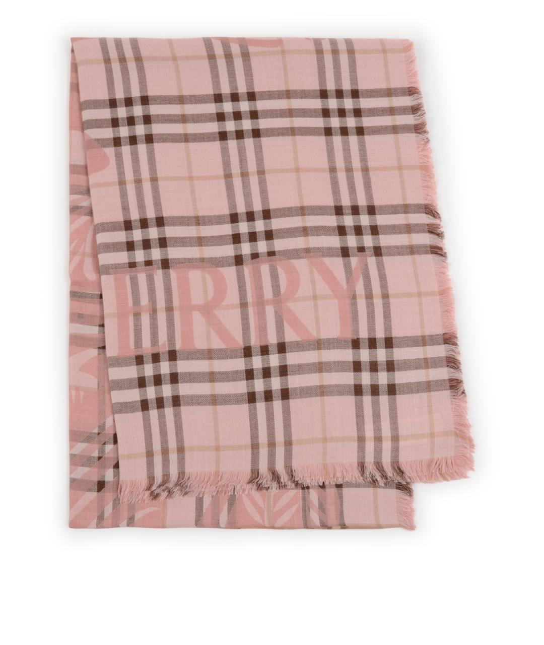 BURBERRY Розовый шерстяной шарф, фото 1