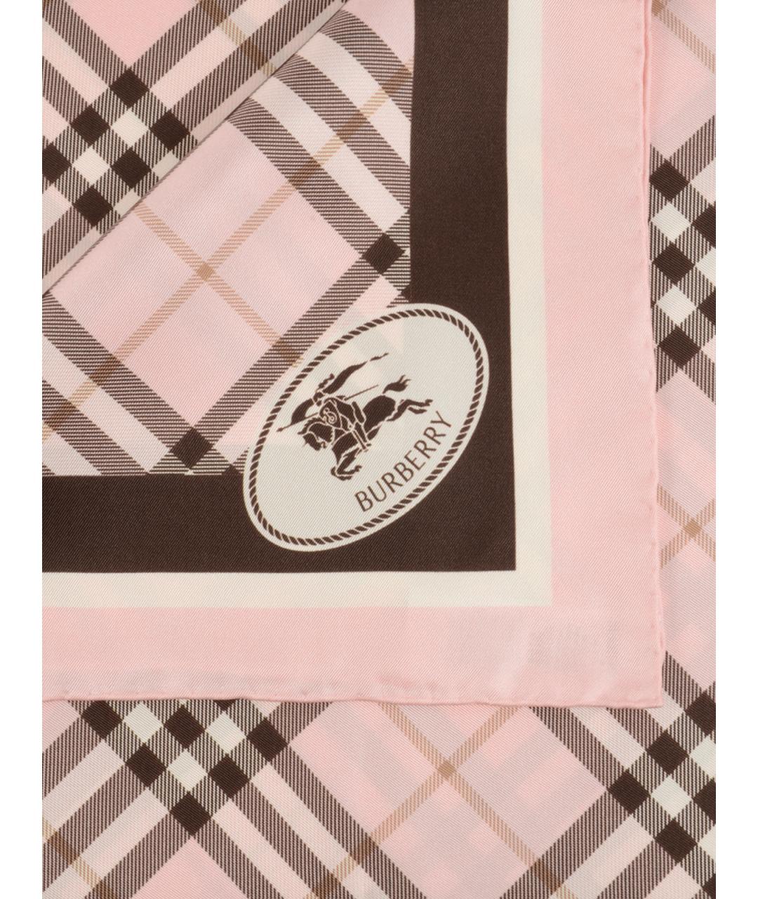 BURBERRY Розовый шелковый шарф, фото 3