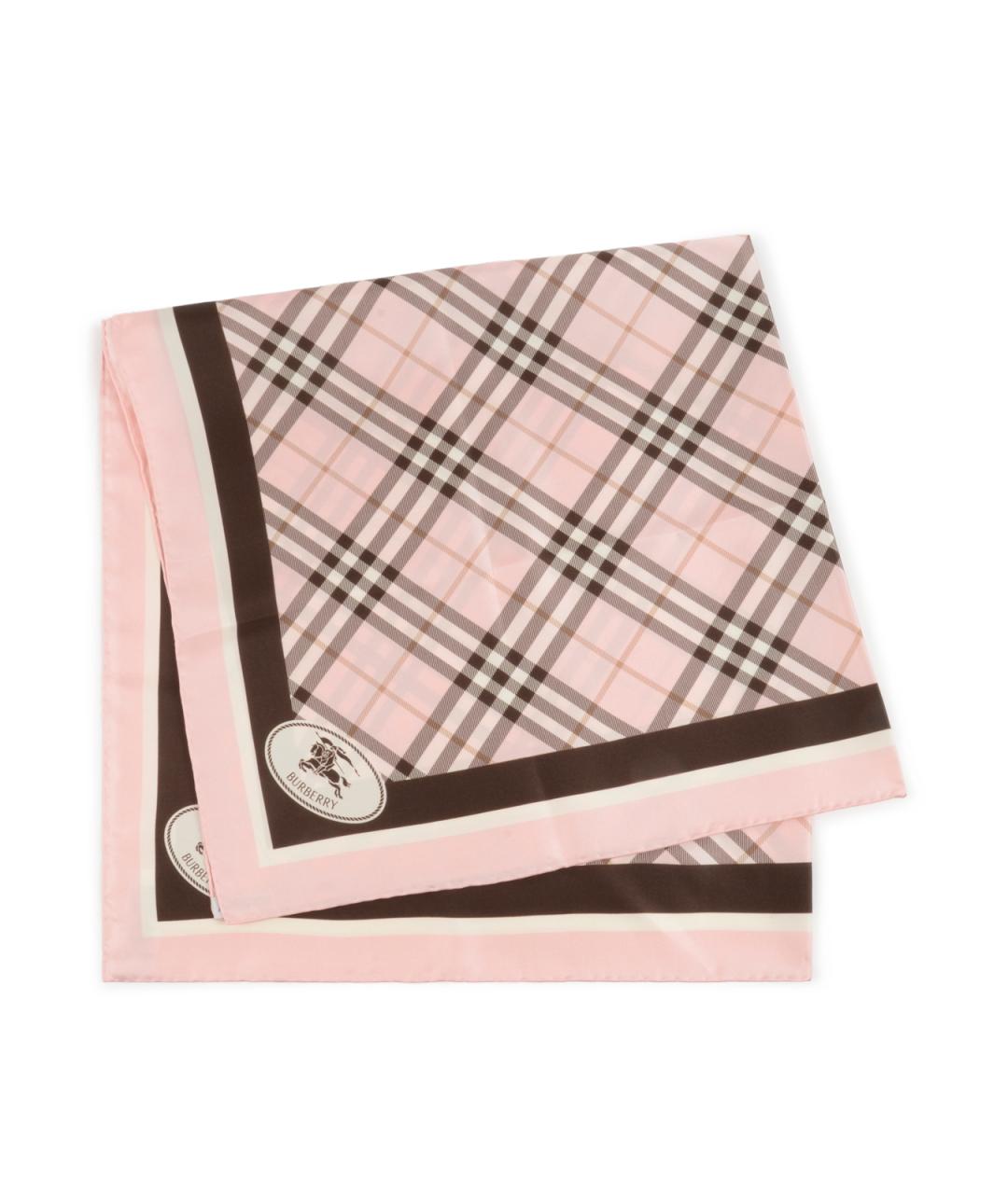 BURBERRY Розовый шелковый шарф, фото 2