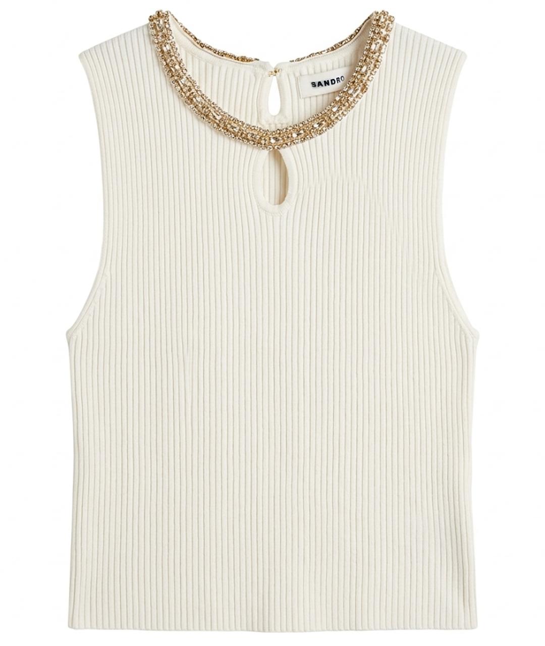 SANDRO Белая шерстяная майка, фото 1