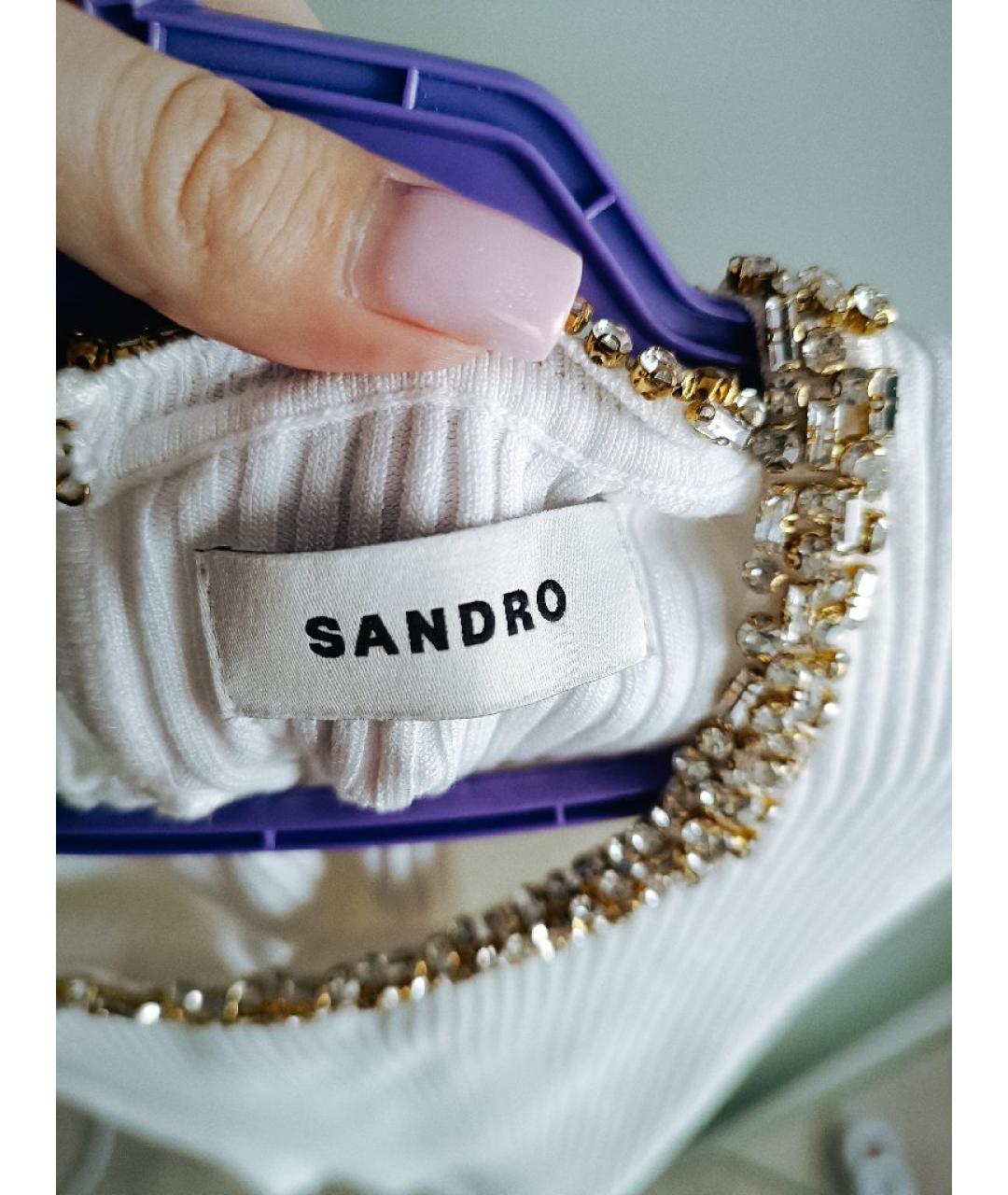 SANDRO Белая шерстяная майка, фото 4