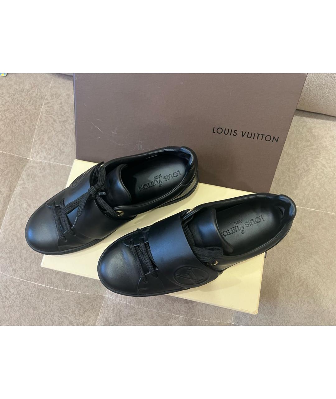 LOUIS VUITTON Черные кожаные кеды, фото 3