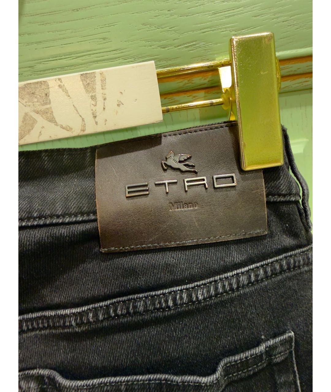 ETRO Черные хлопковые прямые джинсы, фото 4