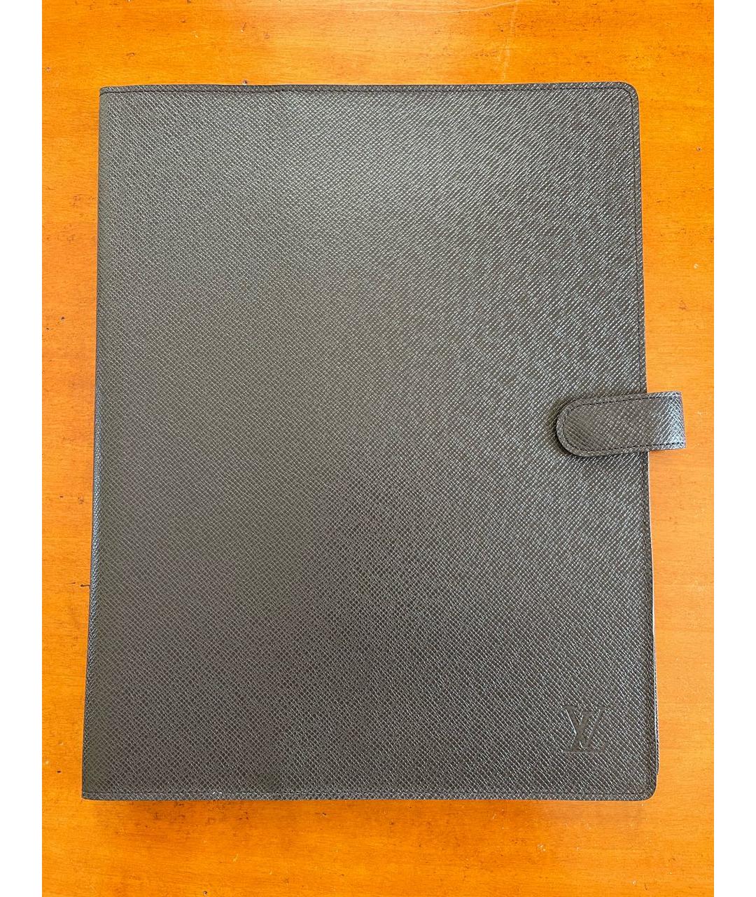 LOUIS VUITTON Черная кожаная папка для документов, фото 6