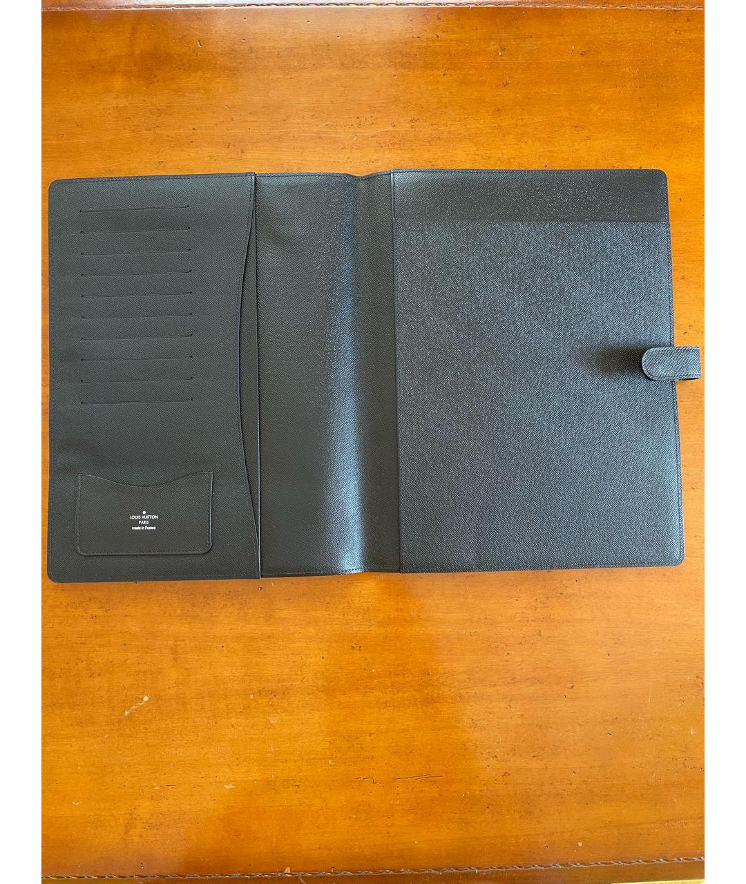 LOUIS VUITTON Черная кожаная папка для документов, фото 4