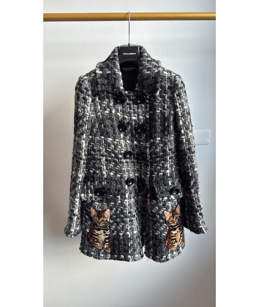 DOLCE&GABBANA Серое шерстяное пальто, фото 6