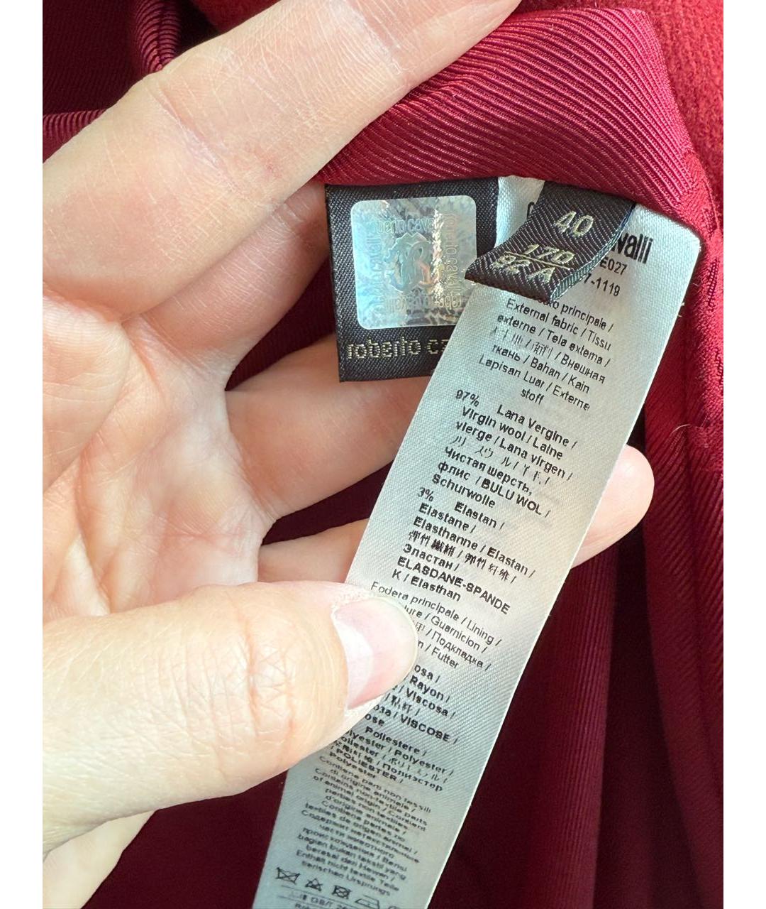 ROBERTO CAVALLI Красное шерстяное пальто, фото 4