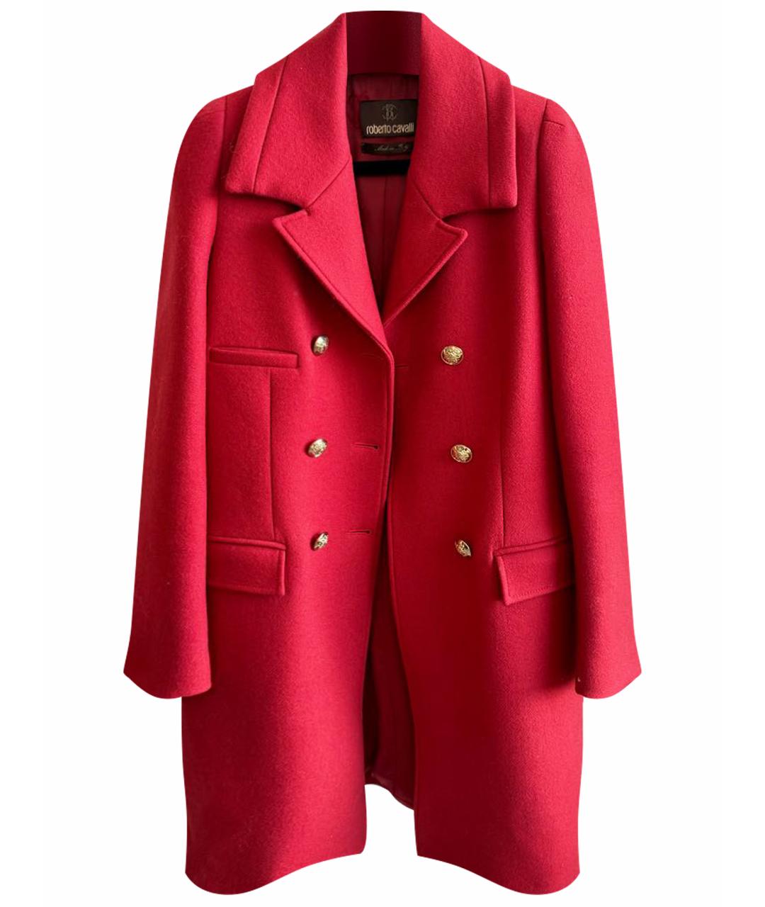 ROBERTO CAVALLI Красное шерстяное пальто, фото 1