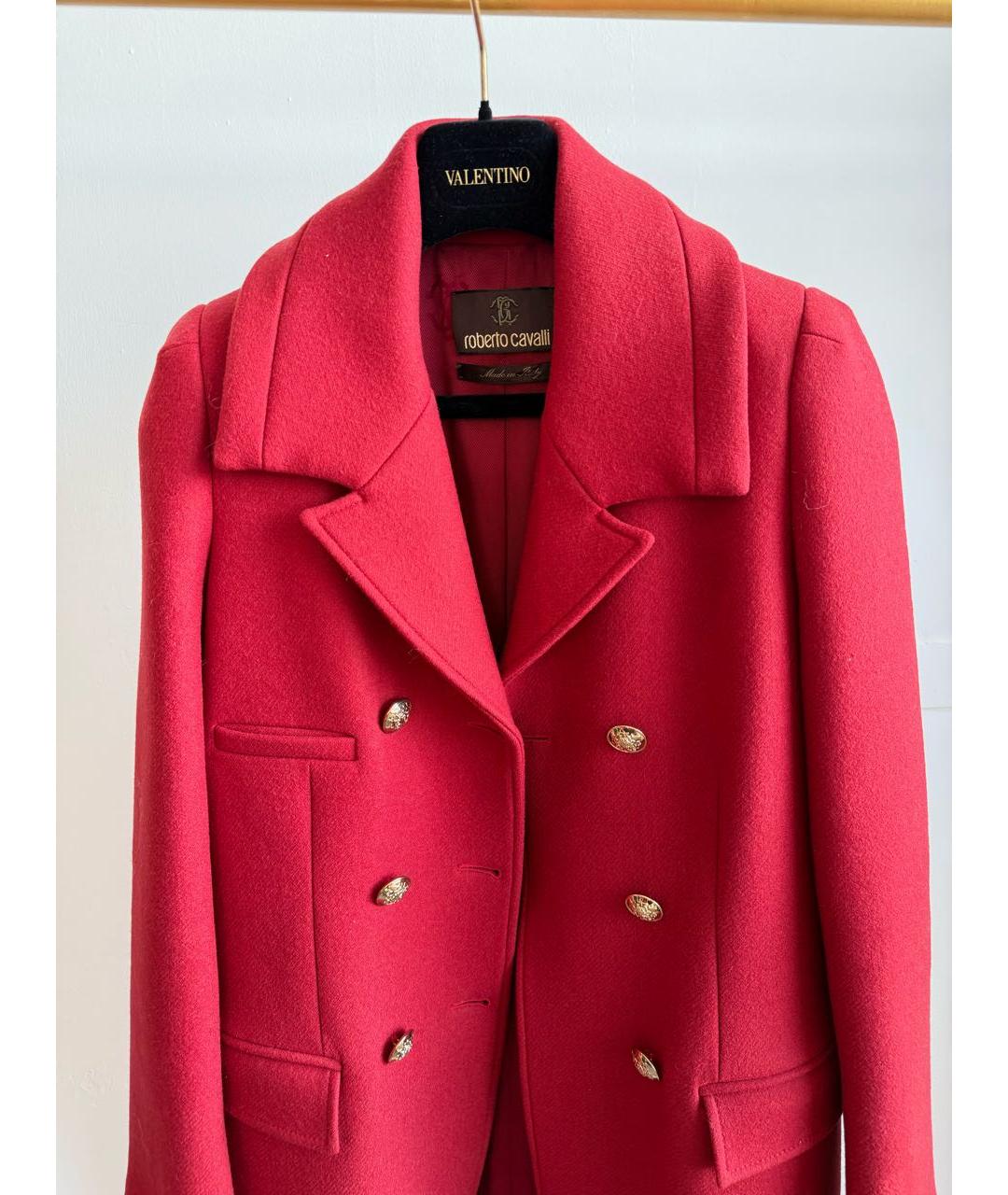 ROBERTO CAVALLI Красное шерстяное пальто, фото 3