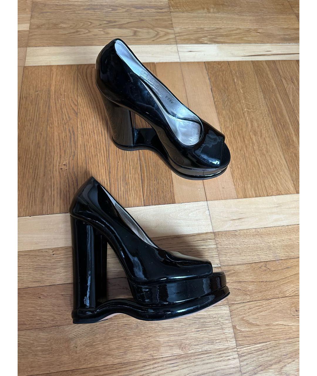 DOLCE&GABBANA Черные босоножки из лакированной кожи, фото 3