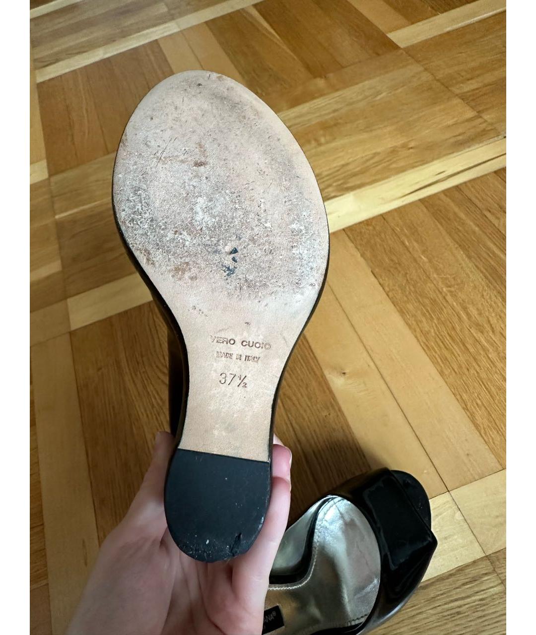 DOLCE&GABBANA Черные босоножки из лакированной кожи, фото 6