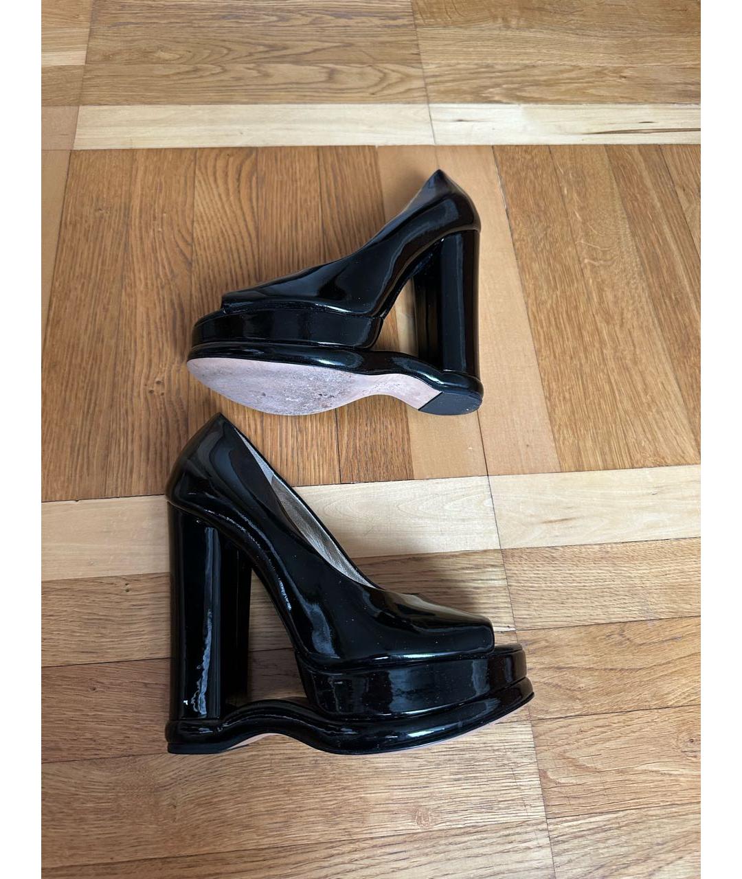 DOLCE&GABBANA Черные босоножки из лакированной кожи, фото 4