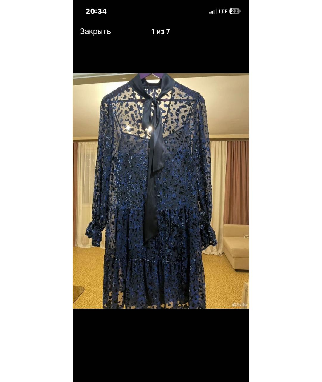 ESCADA Темно-синее шелковое вечернее платье, фото 6