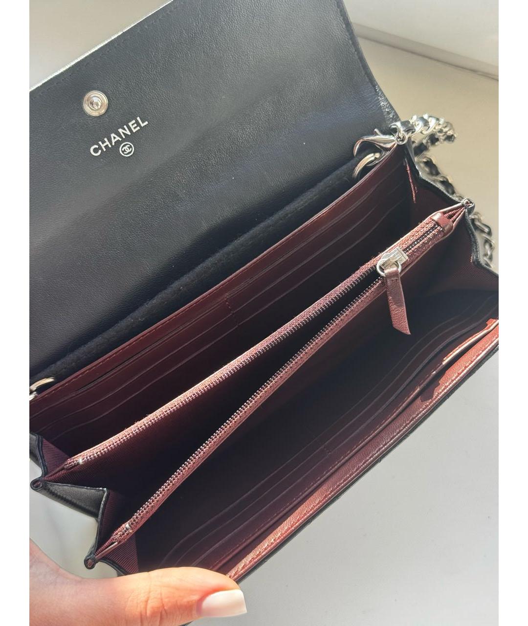 CHANEL Черный кожаный кошелек, фото 3