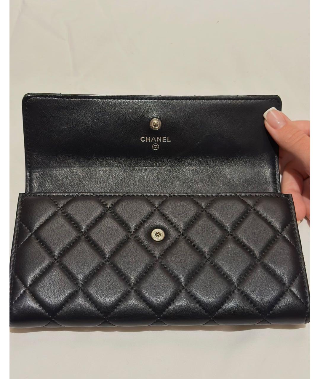 CHANEL Черный кожаный кошелек, фото 2