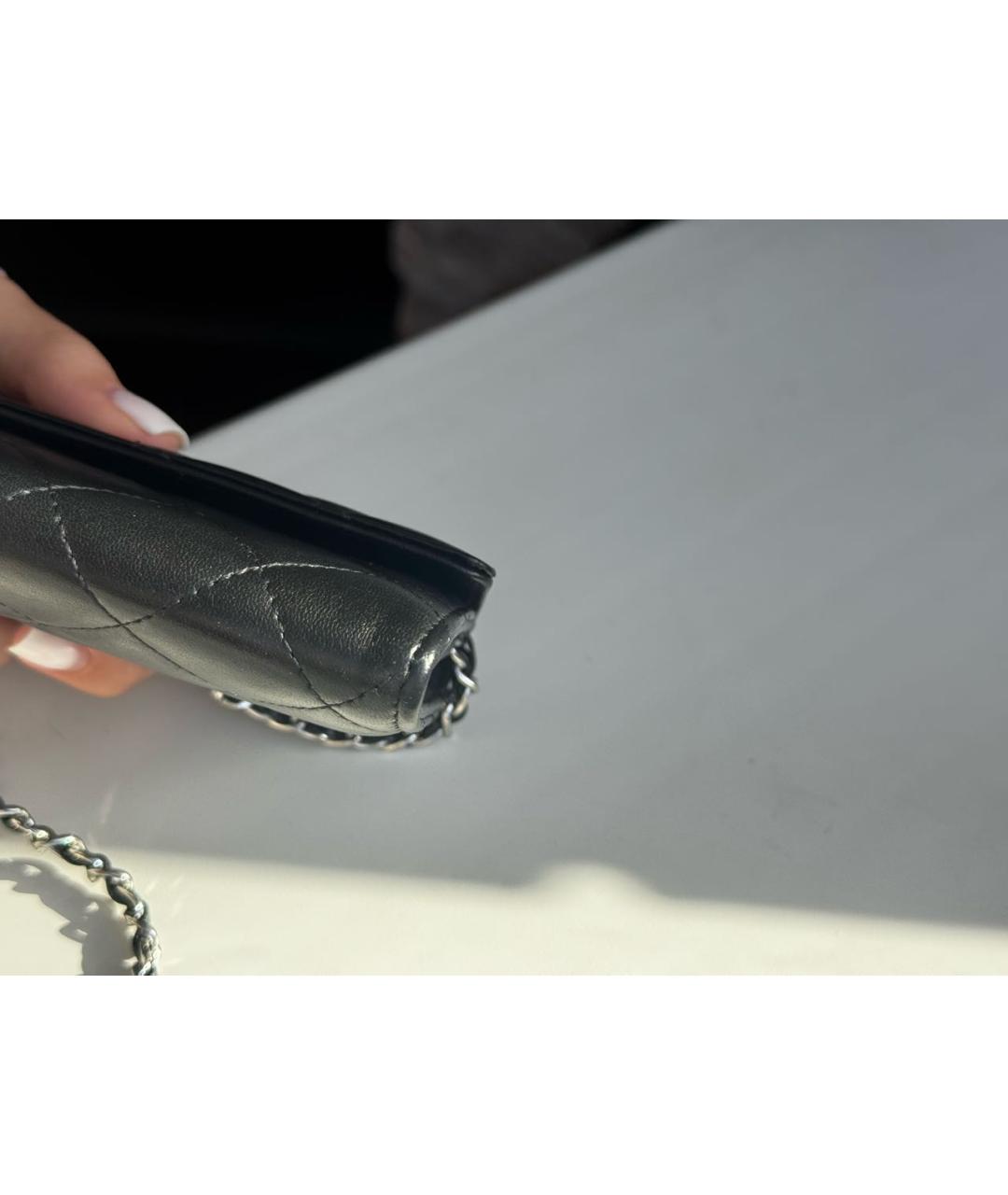 CHANEL Черный кожаный кошелек, фото 5
