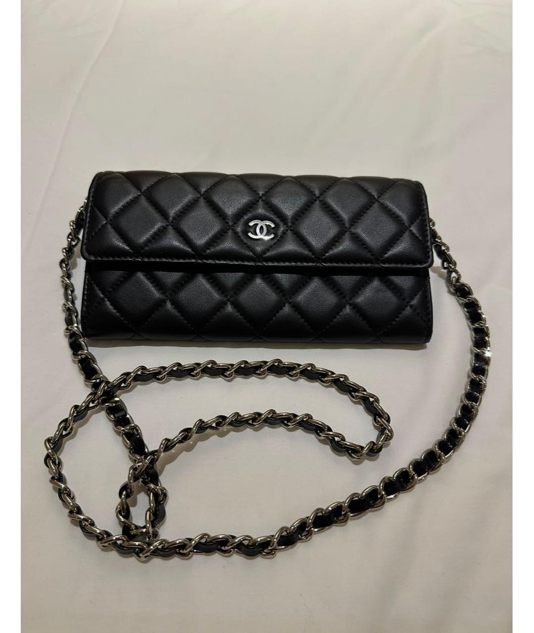 CHANEL Черный кожаный кошелек, фото 8