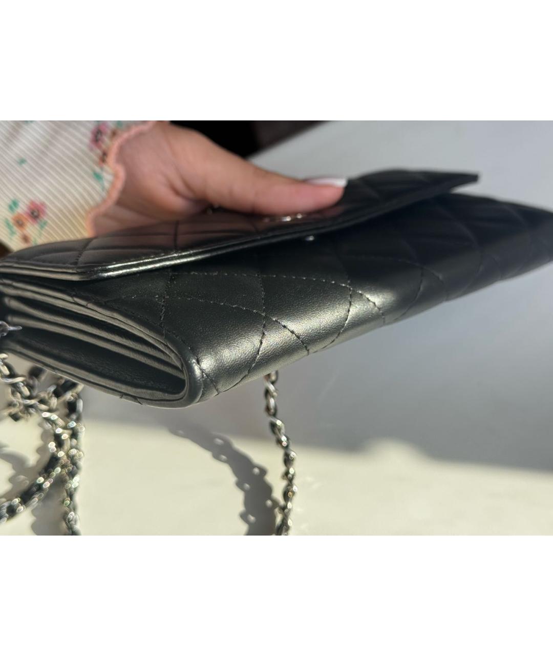 CHANEL Черный кожаный кошелек, фото 6