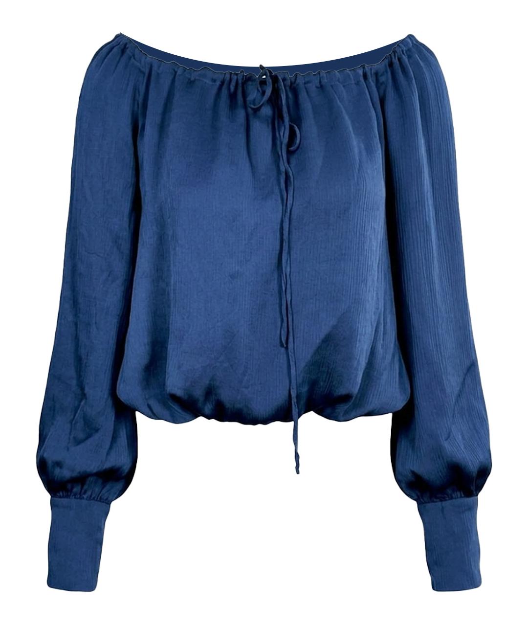 SAINT LAURENT Темно-синяя шелковая блузы, фото 1