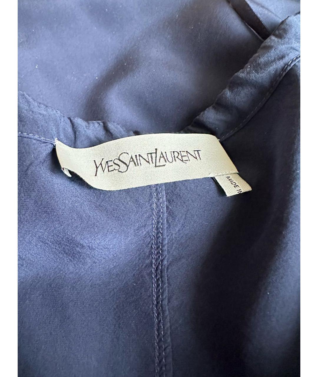 SAINT LAURENT Темно-синяя шелковая блузы, фото 3