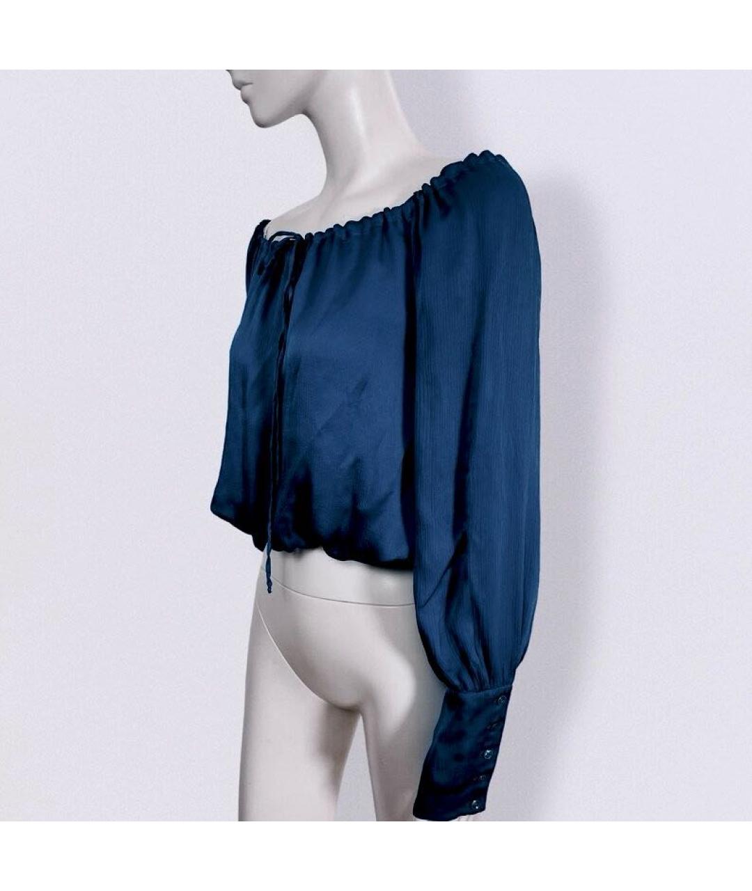 SAINT LAURENT Темно-синяя шелковая блузы, фото 2