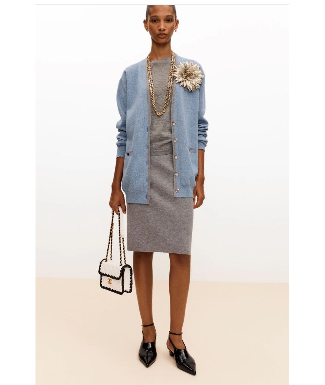 CHANEL Серая кашемировая юбка миди, фото 2